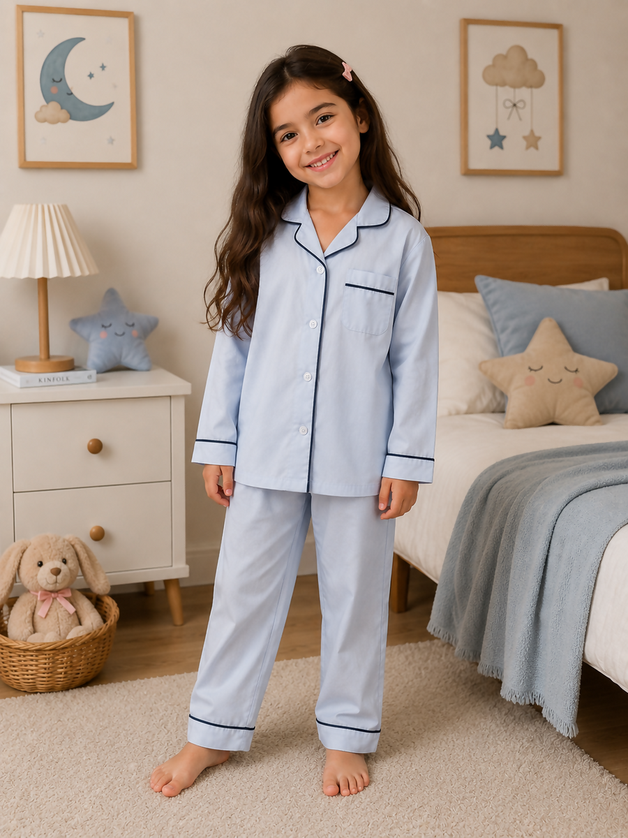 Bonni Way Classic Blue Cotton Pajama Set